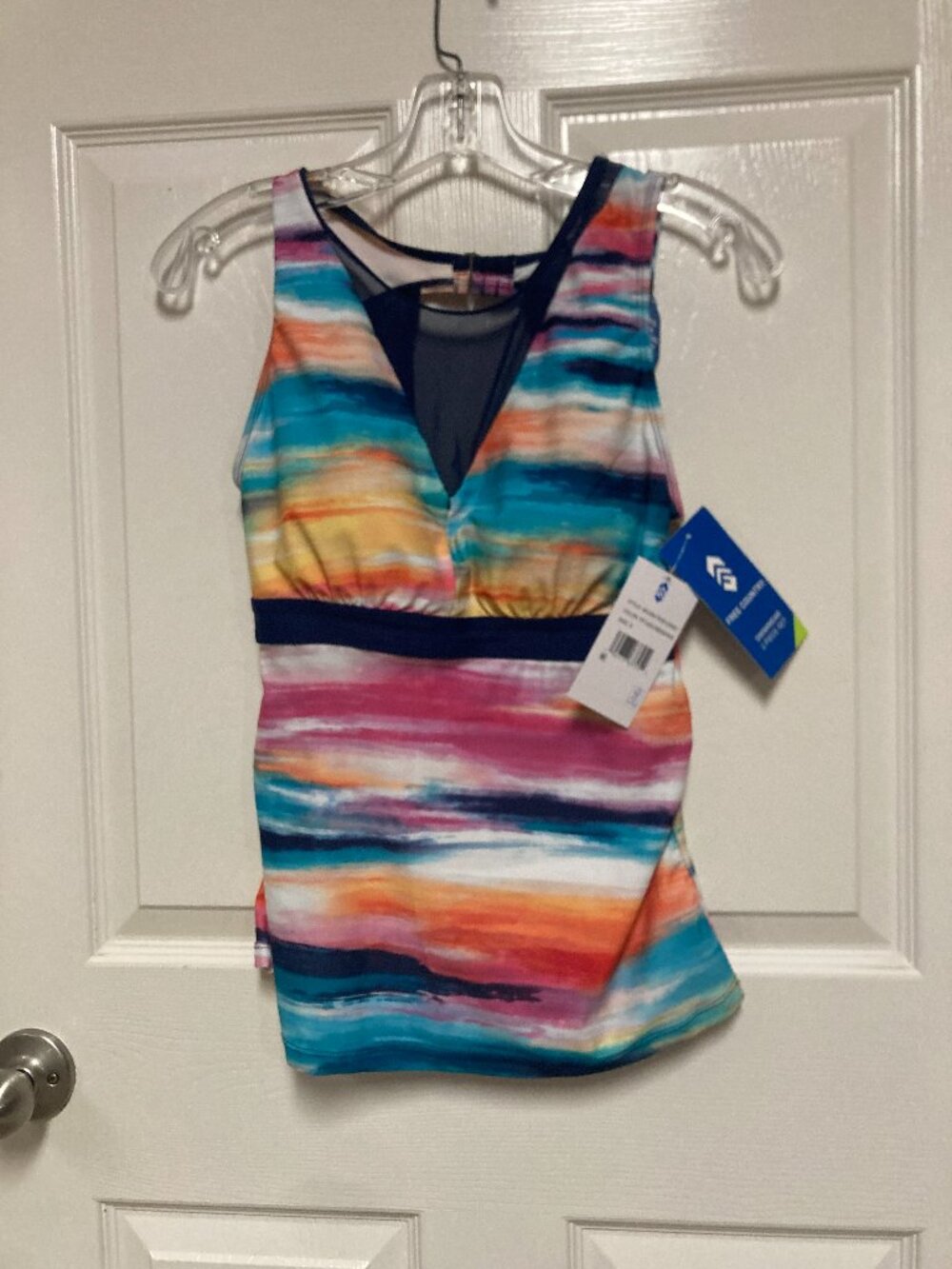 FREE COUNTRY NEW WITH TAGS BATHING SUIT TOP multi-color size small women's
